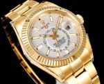 AR Factory Rolex Sky-dweller 42*14.5mm 316L Steel Gold Oyster Bracelet 9002 Movement White Watch